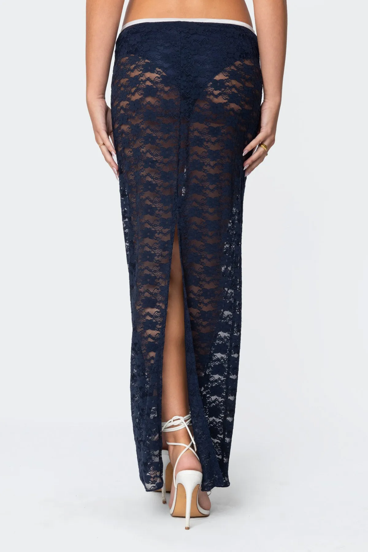 Vara Sheer Lace Maxi Skirt sold by Edikted product image thumbnail 5