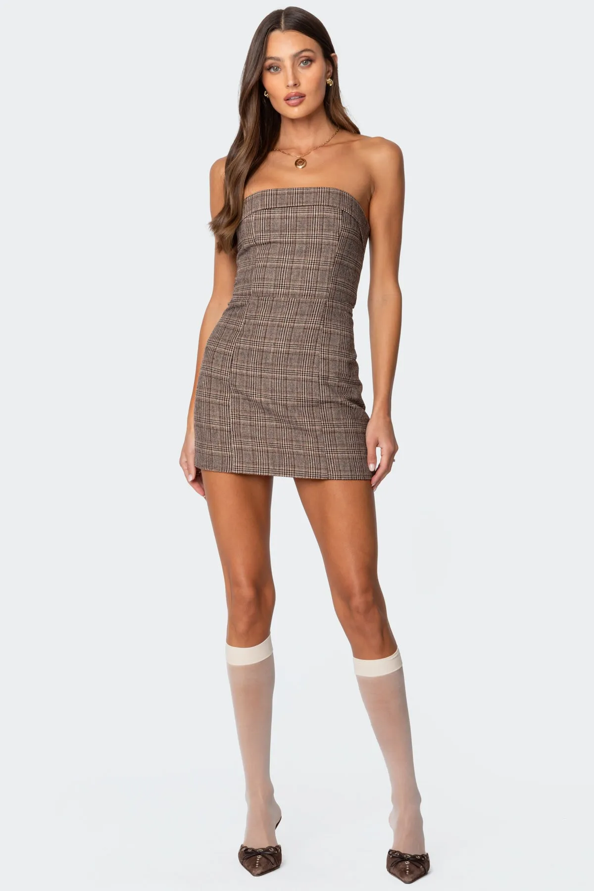 Boss Mode Plaid Mini Dress sold by Edikted product image thumbnail 3