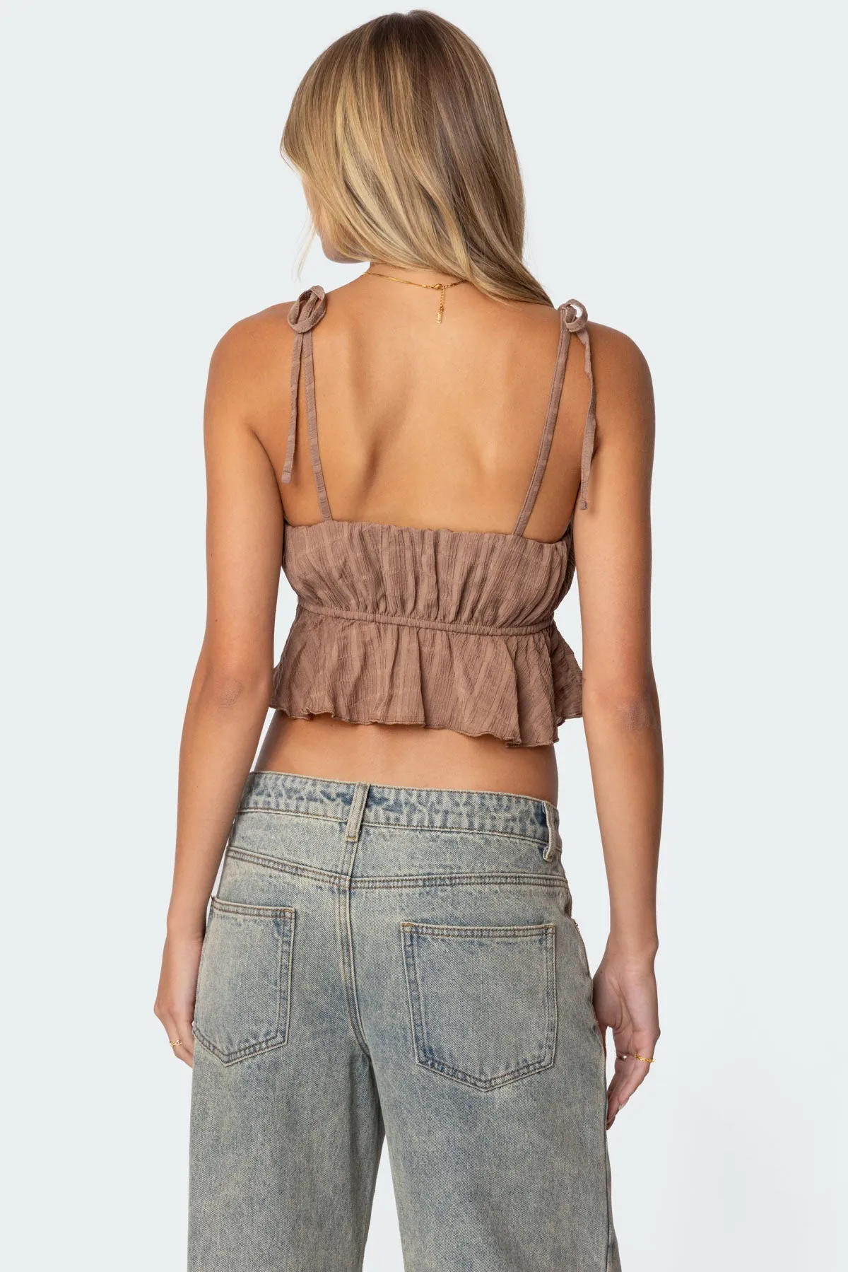 Rylie Textured Chiffon Flare Top sold by Edikted product image thumbnail 3