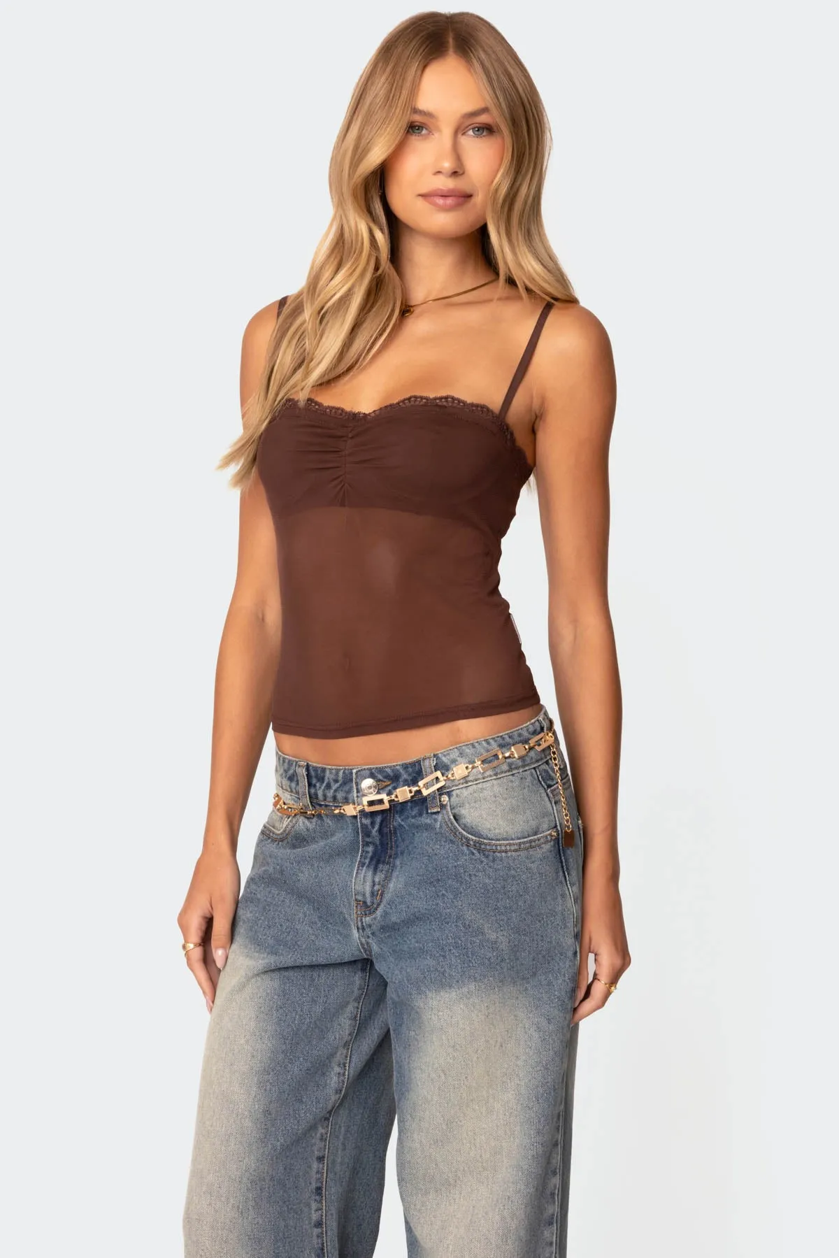 Elina Sheer Mesh Bra Top sold by Edikted product image thumbnail 3