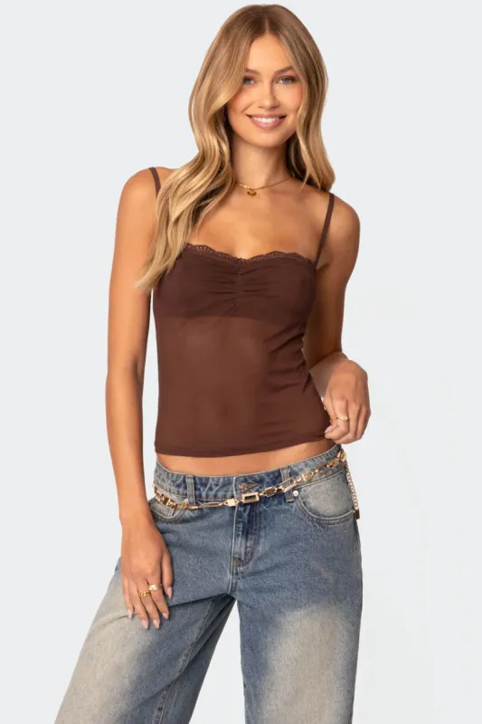 Elina Sheer Mesh Bra Top made by Edikted