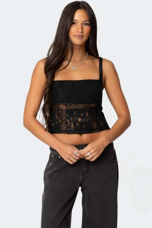 Gwyn Mixed Lace Top made by Edikted