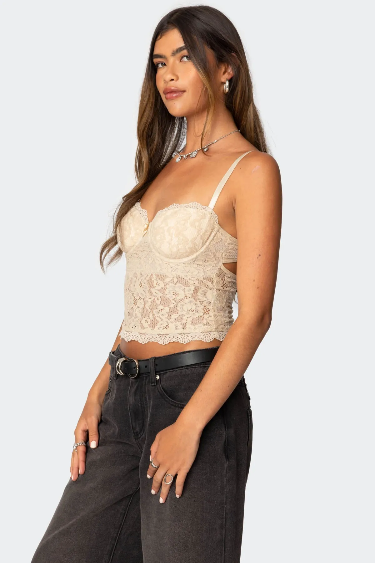 Charisma Sheer Lace Bra Top sold by Edikted product image thumbnail 4