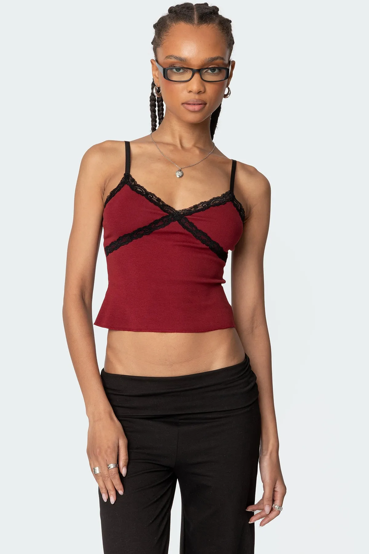 Llena Lace Trim Tank Top sold by Edikted
