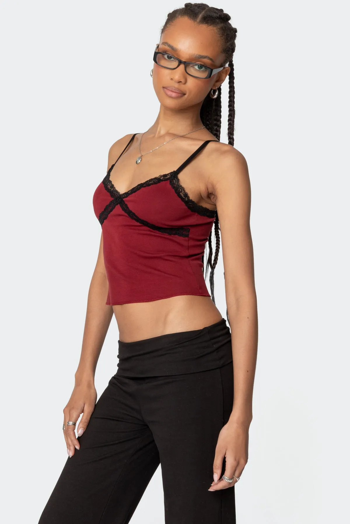 Llena Lace Trim Tank Top sold by Edikted product image thumbnail 4