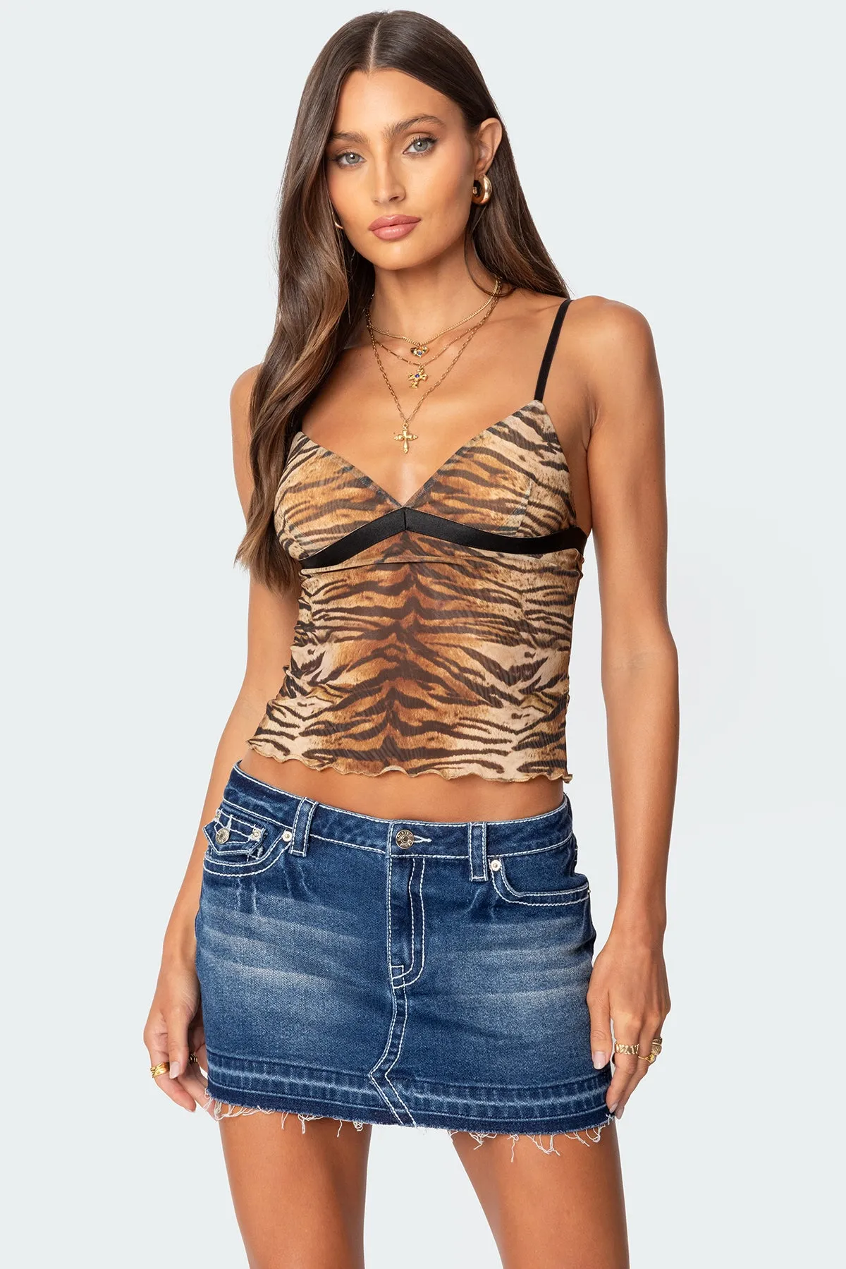 Tiger Printed Mesh Tank Top sold by Edikted
