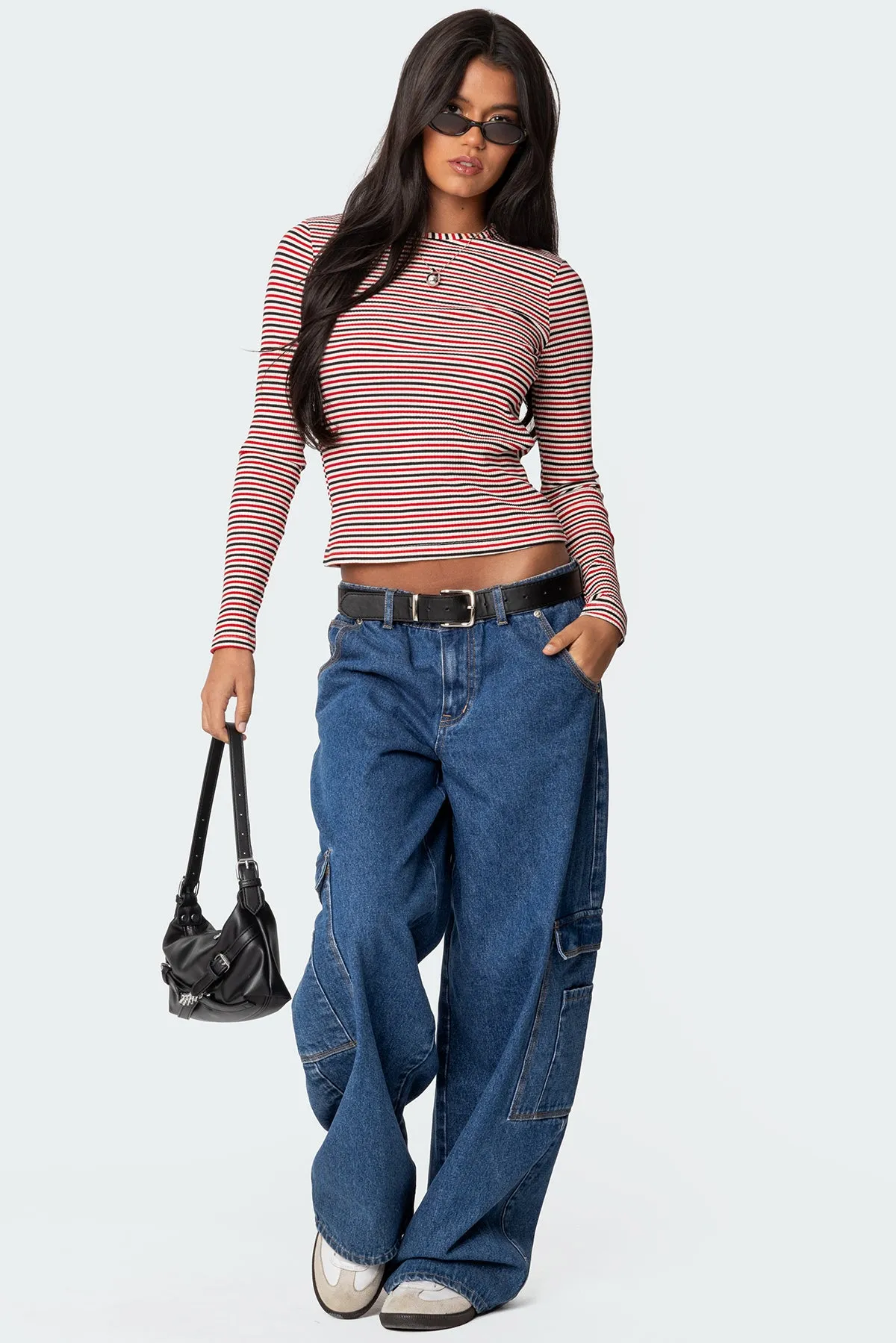 Corina Ribbed Stripey Long Sleeve T Shirt sold by Edikted product image thumbnail 2