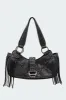 Shterna Fringed Faux Leather Sueded Bag sold by Edikted