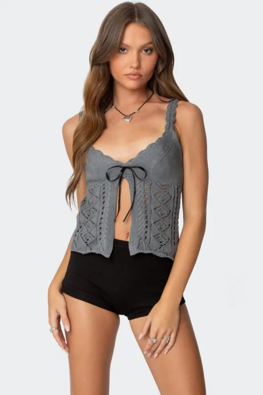 Josepha Knit Split Front Top sold by Edikted