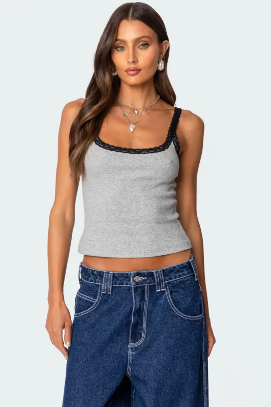 Jude Lacey Ribbed Tank Top sold by Edikted