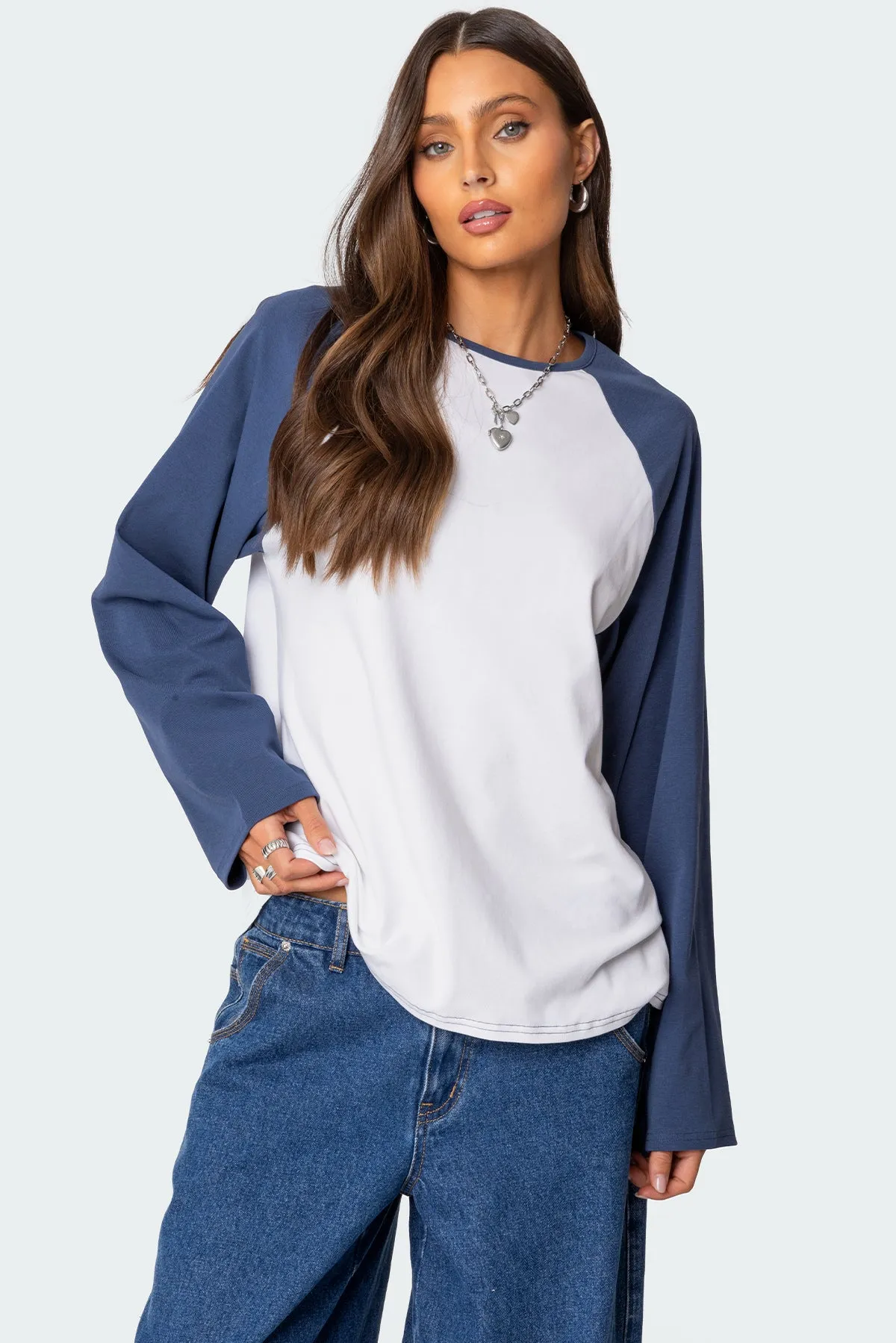 Oversized Raglan Long Sleeve T Shirt sold by Edikted
