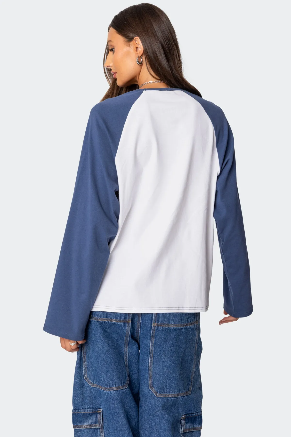 Oversized Raglan Long Sleeve T Shirt sold by Edikted product image thumbnail 5