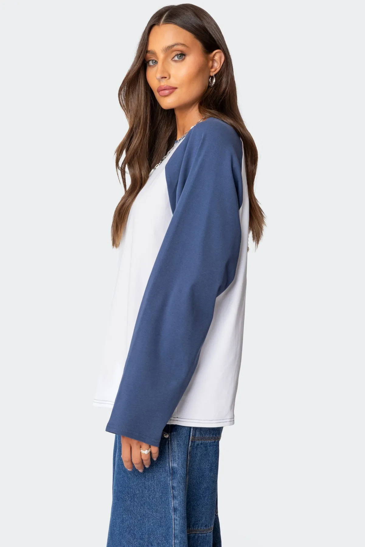 Oversized Raglan Long Sleeve T Shirt sold by Edikted product image thumbnail 3
