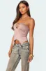 Ring Cut Out Asymmetric Strapless Top sold by Edikted
