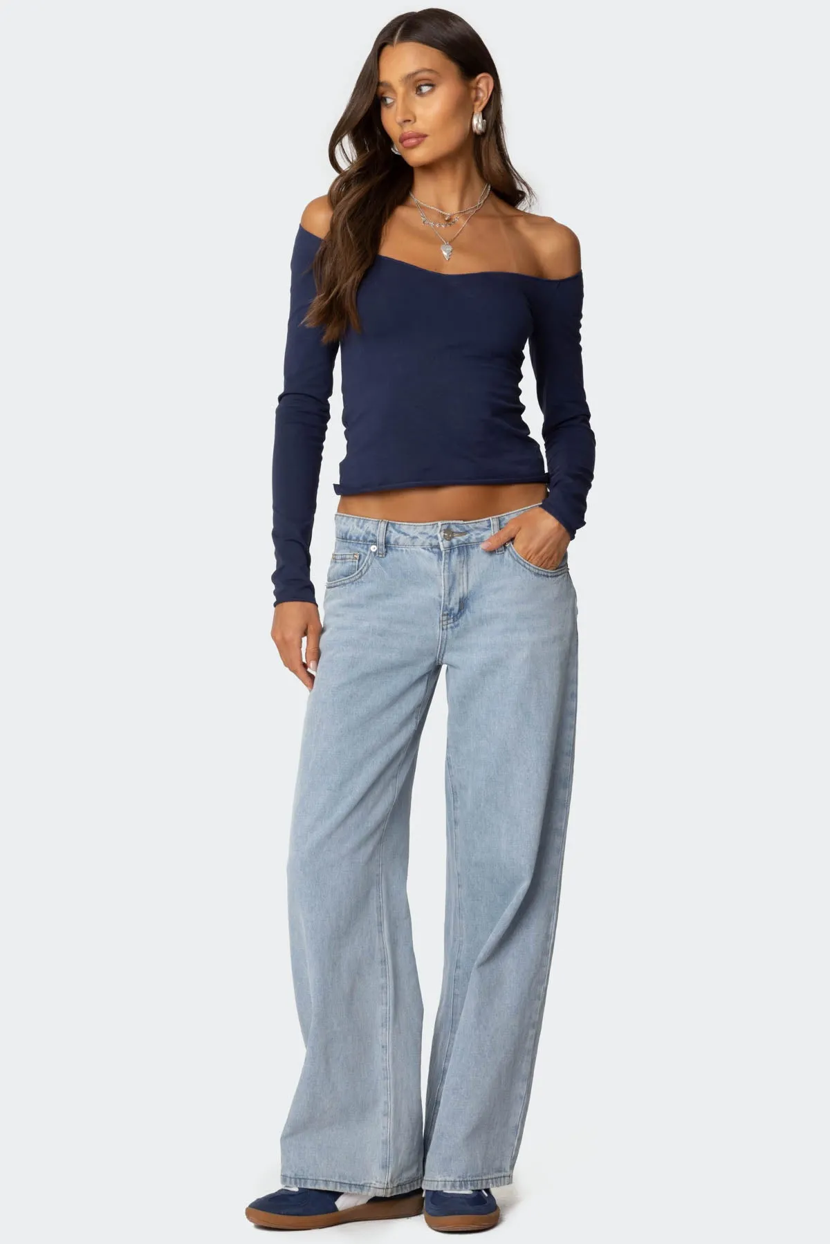 Nattie Off Shoulder V Neck Top sold by Edikted product image thumbnail 5