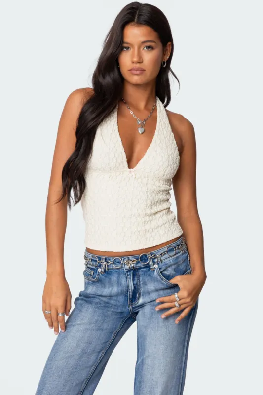 Willow Textured Halter Top sold by Edikted