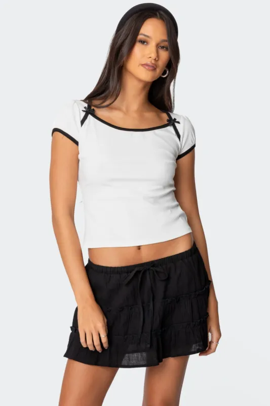 Rashelle Contrast Bow Top sold by Edikted