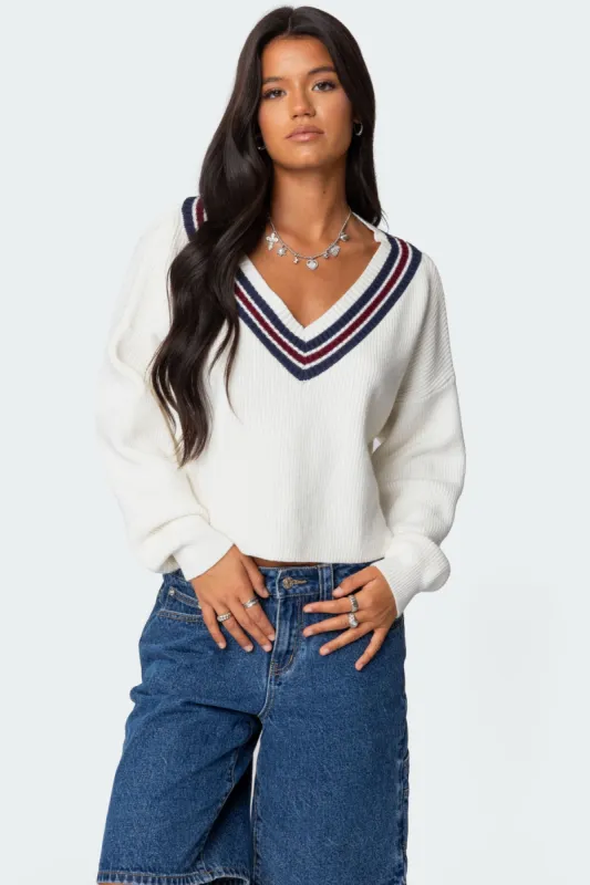 Lauryl V Neck Sweater sold by Edikted