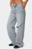 Adam Distressed Wide Leg Jeans sold by Edikted