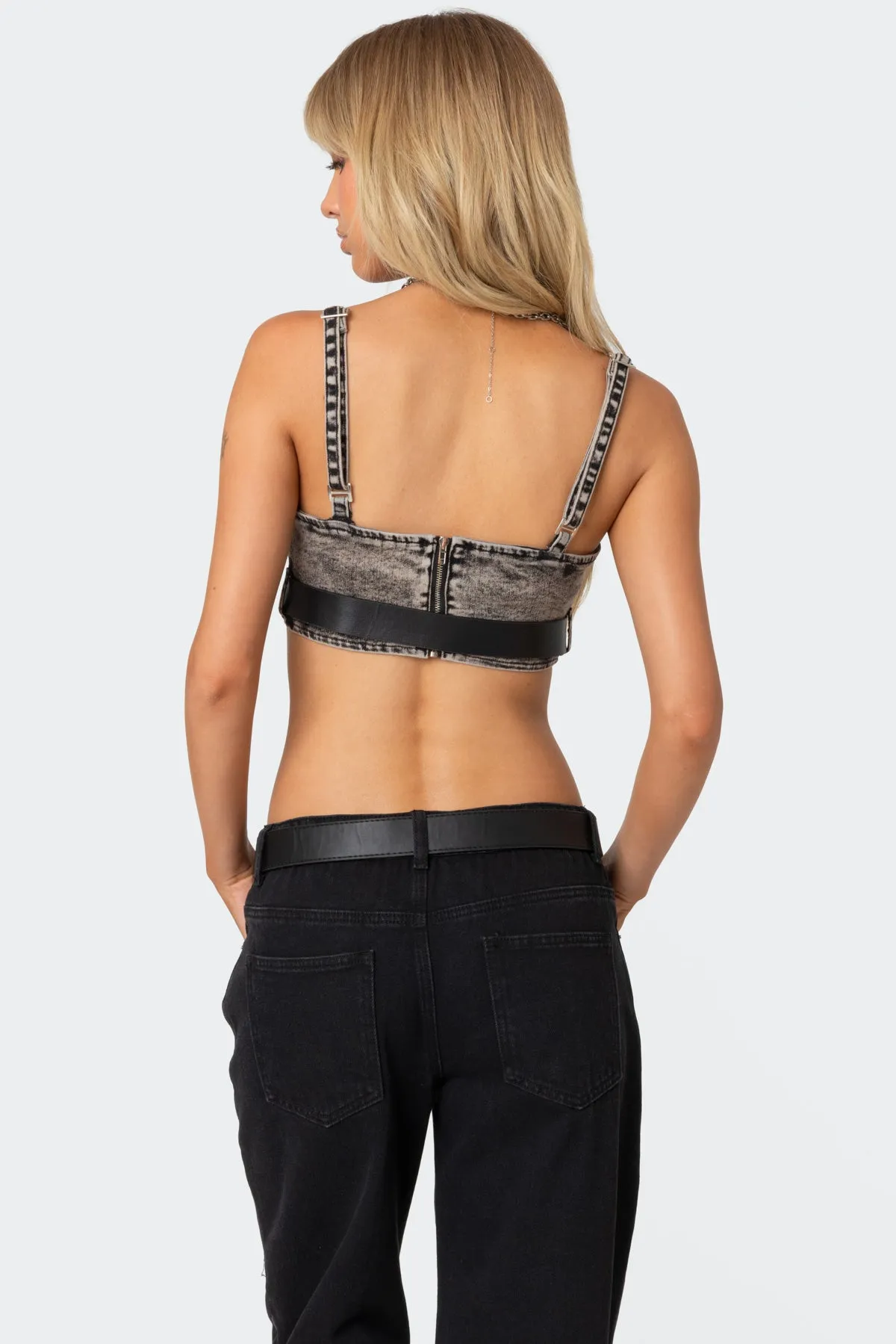 Belted Denim Crop Top sold by Edikted product image thumbnail 4