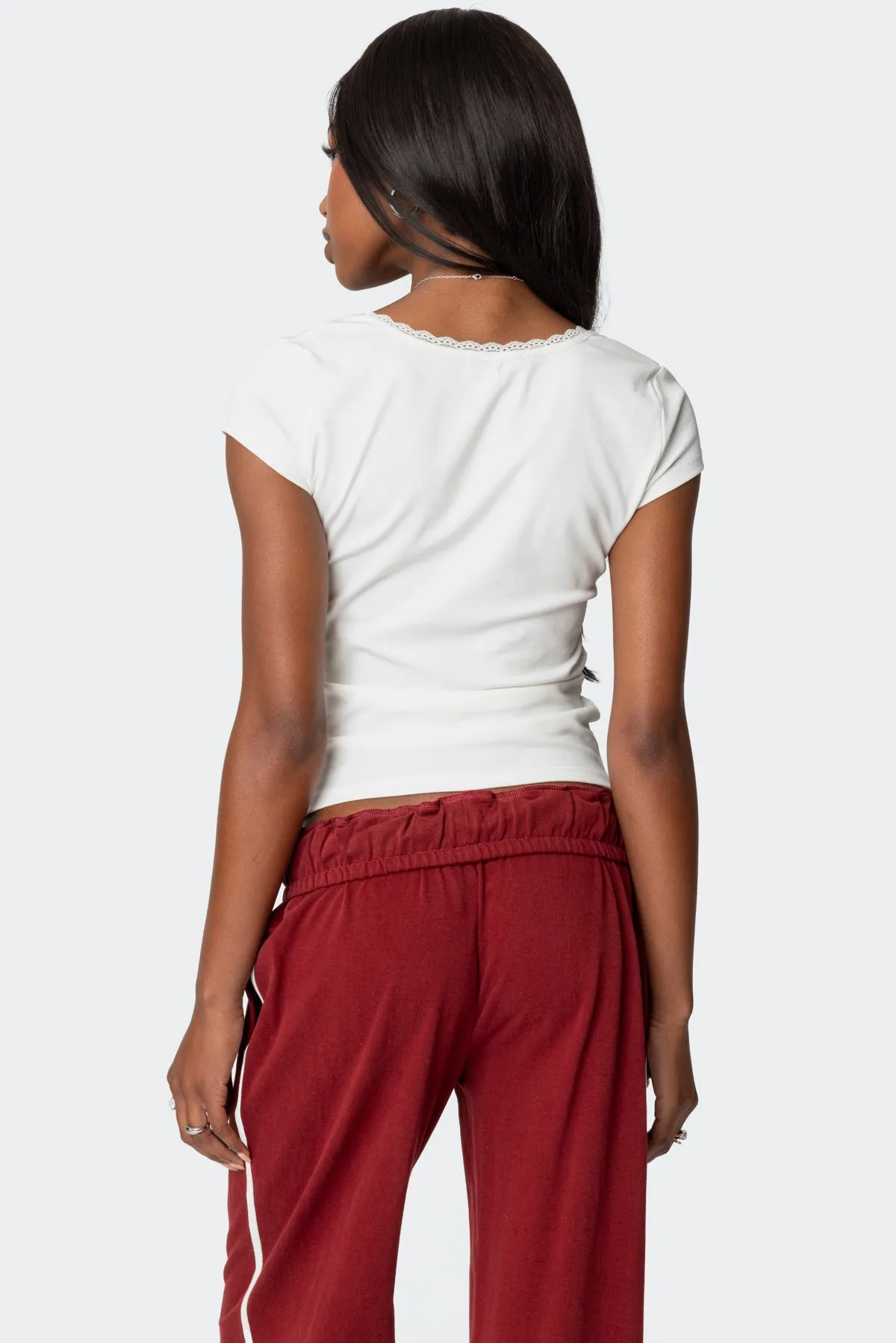 Priscilla Lace Trim T Shirt sold by Edikted product image thumbnail 5