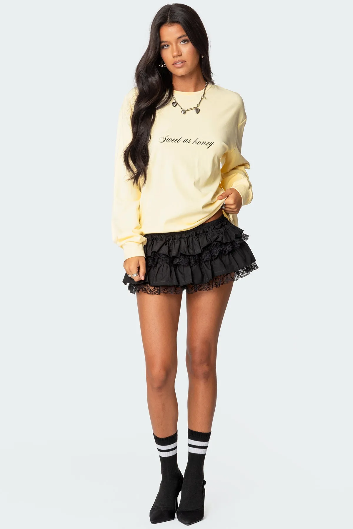 Honeybee Oversized Long Sleeve T Shirt sold by Edikted product image thumbnail 3