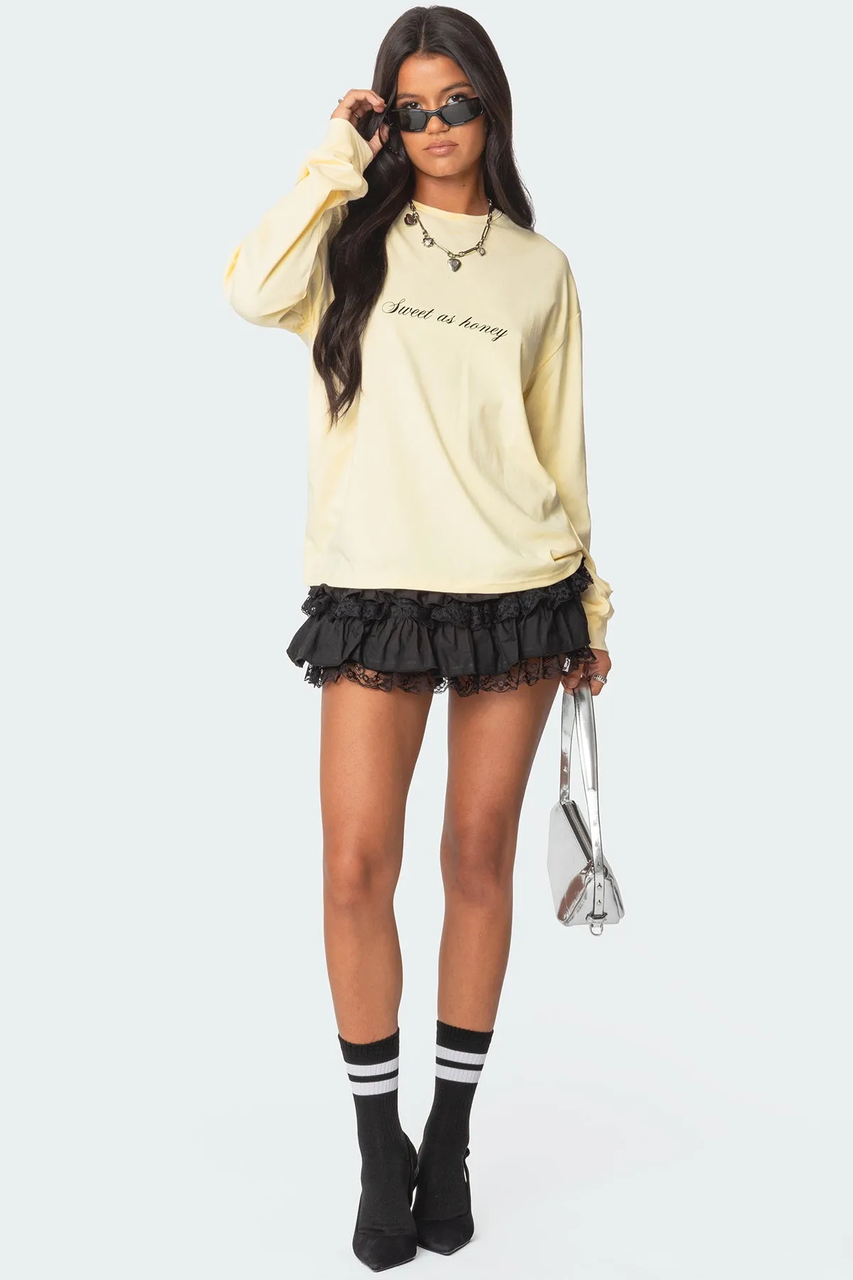 Honeybee Oversized Long Sleeve T Shirt sold by Edikted product image thumbnail 2