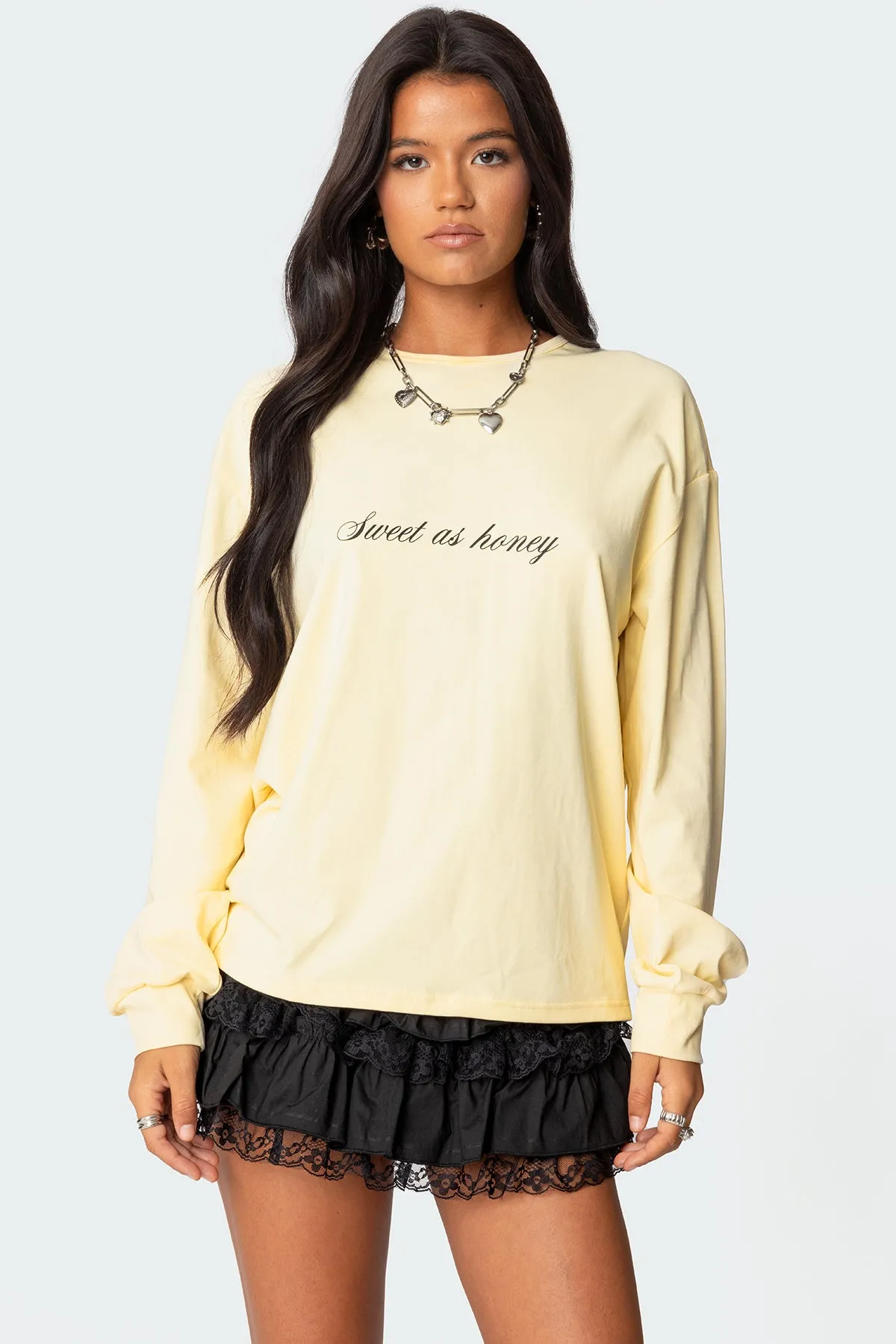 Honeybee Oversized Long Sleeve T Shirt sold by Edikted