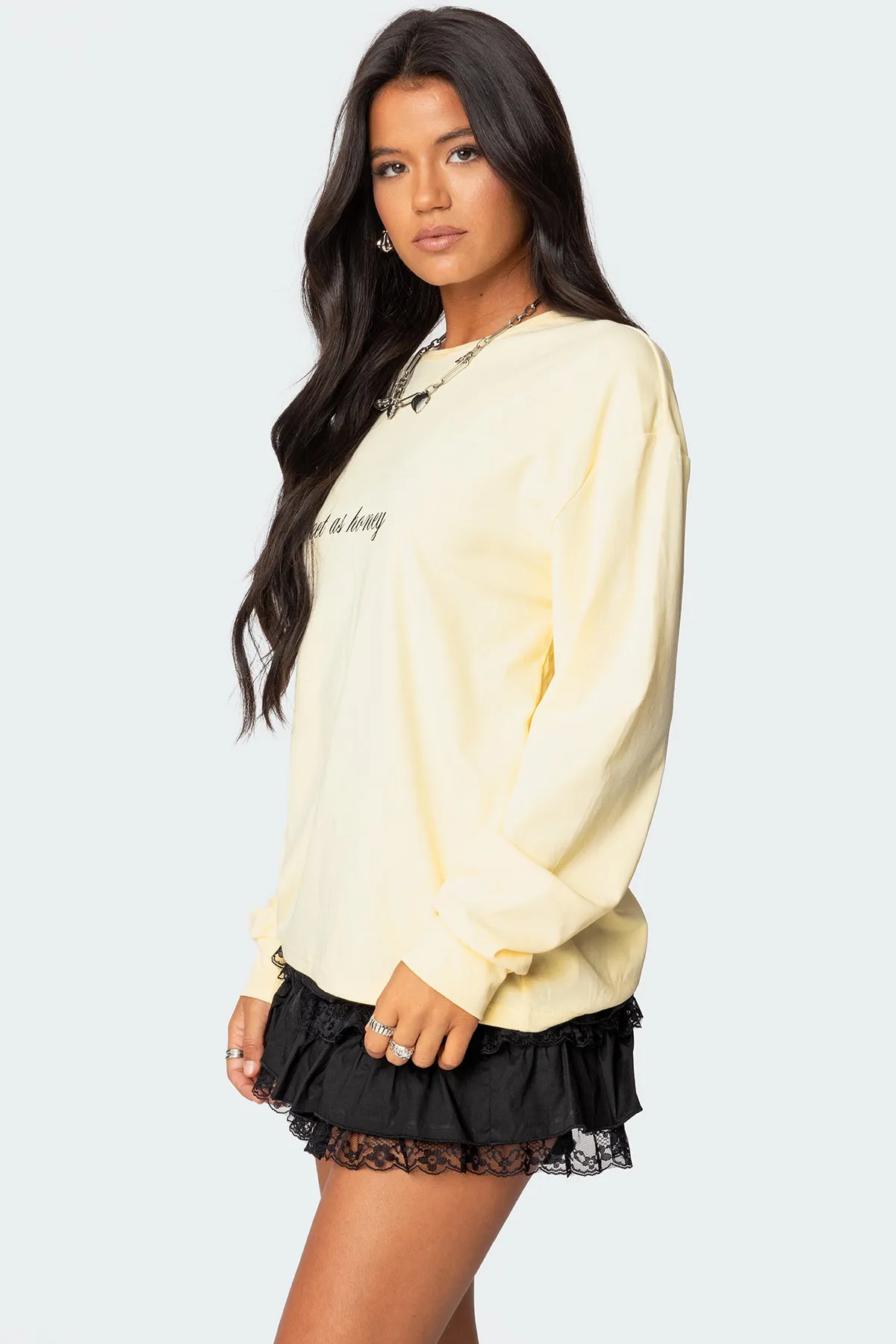 Honeybee Oversized Long Sleeve T Shirt sold by Edikted product image thumbnail 5