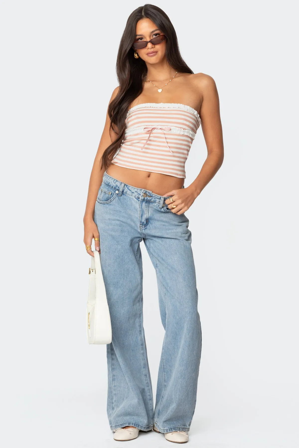 Striped Eyelet Trim Tube Top sold by Edikted product image thumbnail 2
