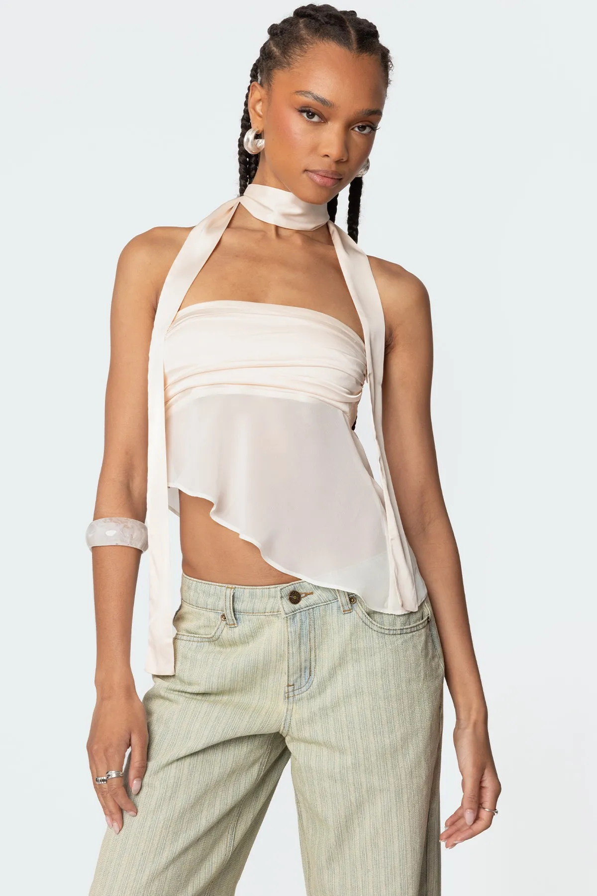 Asymmetric Two Piece Scarf Top sold by Edikted