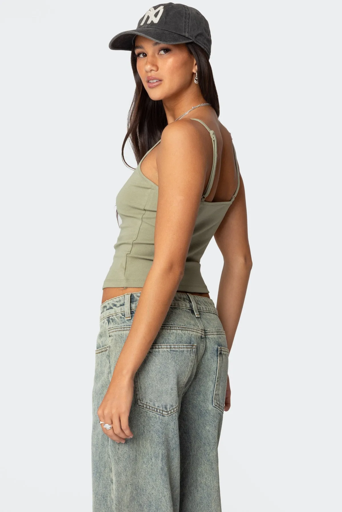 Ribbed Henley Tank Top sold by Edikted product image thumbnail 4
