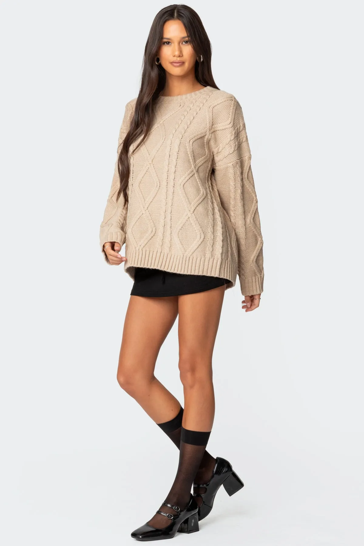 Kennedy Oversized Cable Knit Sweater sold by Edikted product image thumbnail 4