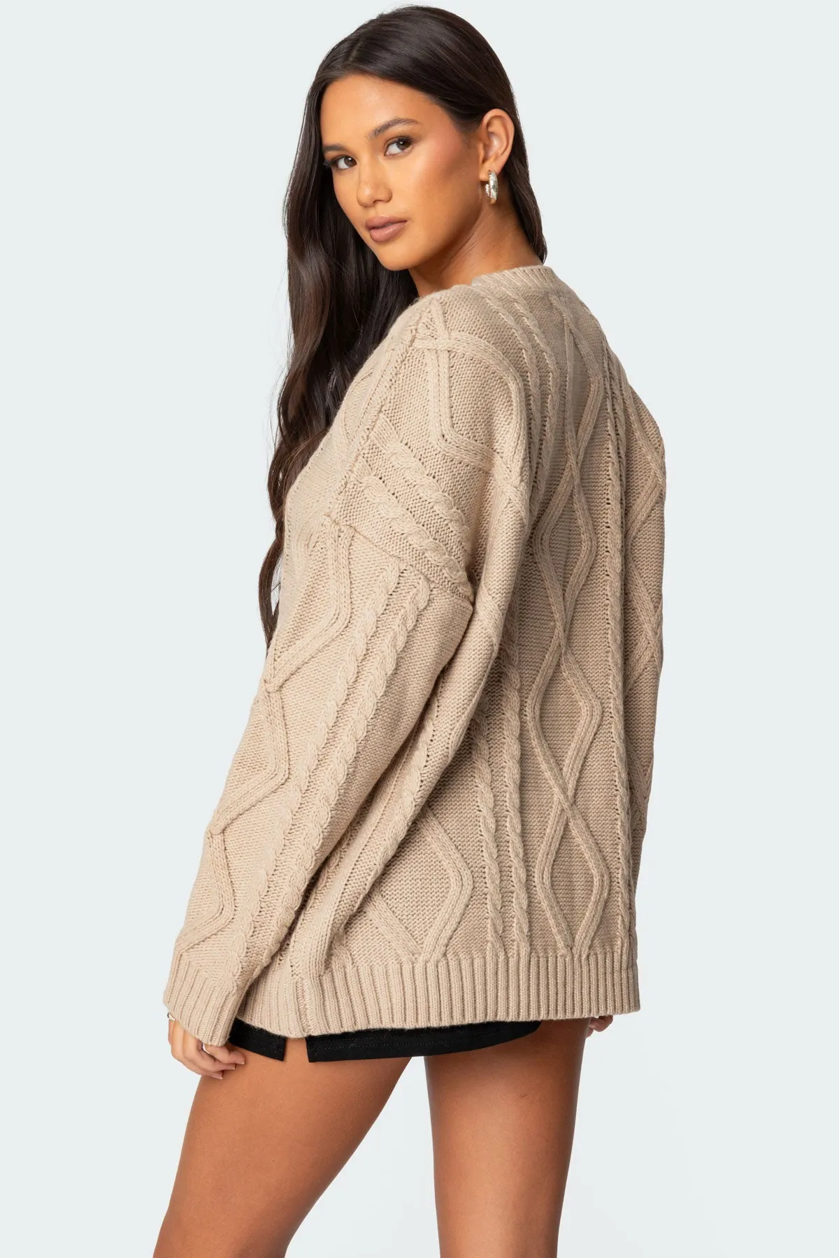 Kennedy Oversized Cable Knit Sweater sold by Edikted product image thumbnail 5