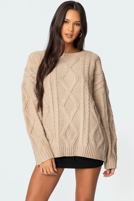 Kennedy Oversized Cable Knit Sweater sold by Edikted