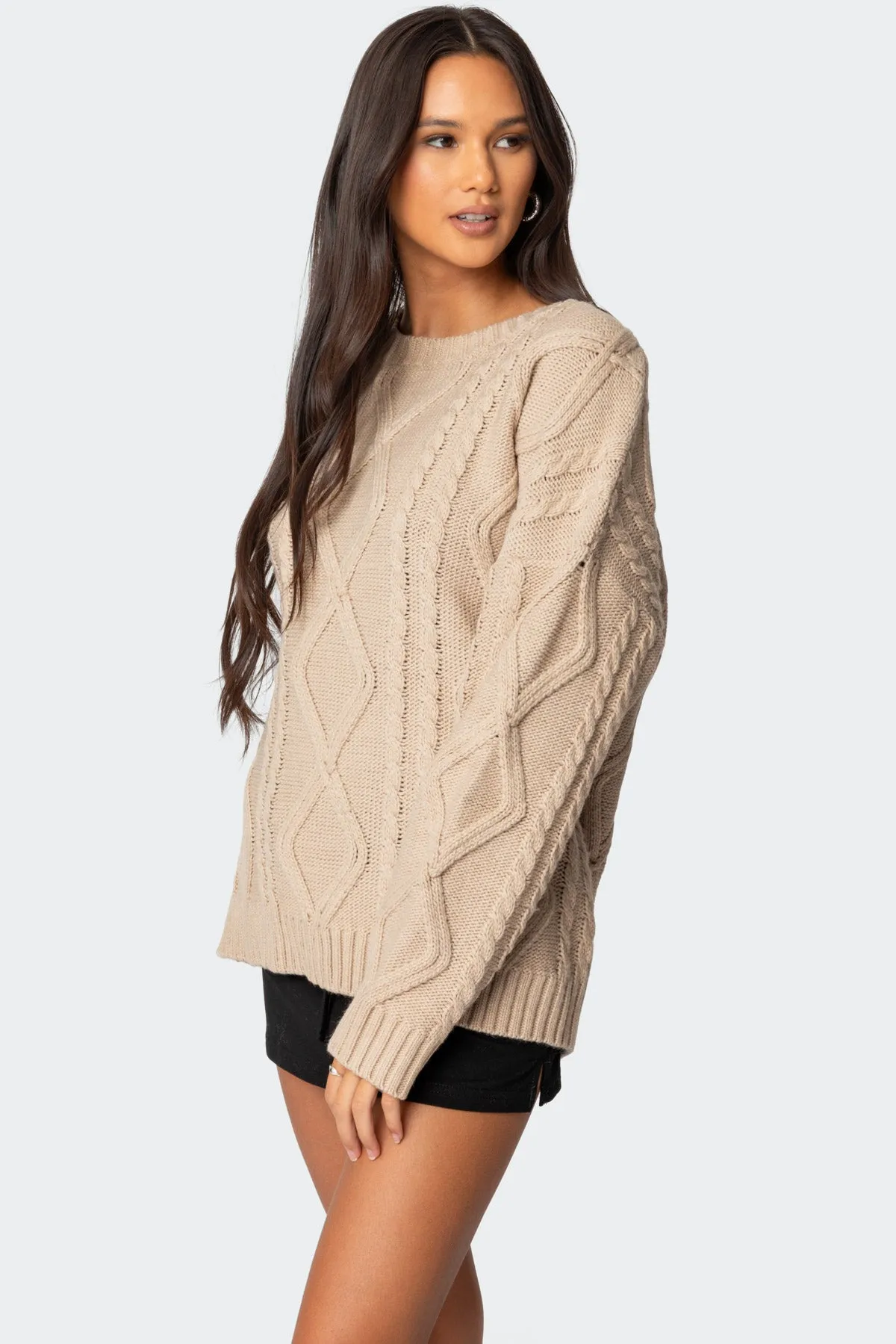 Kennedy Oversized Cable Knit Sweater sold by Edikted product image thumbnail 3