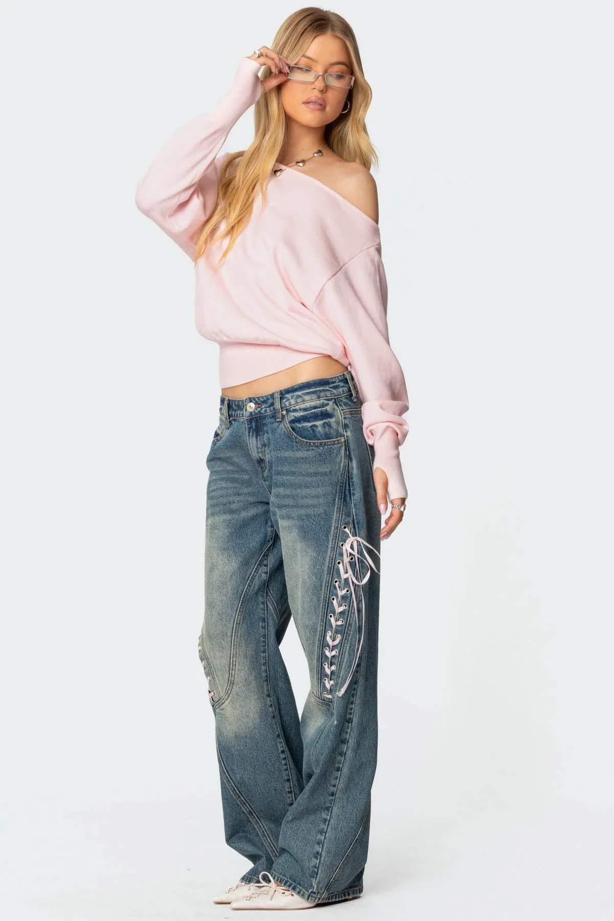 Off Shoulder Oversized Sweater sold by Edikted product image thumbnail 3