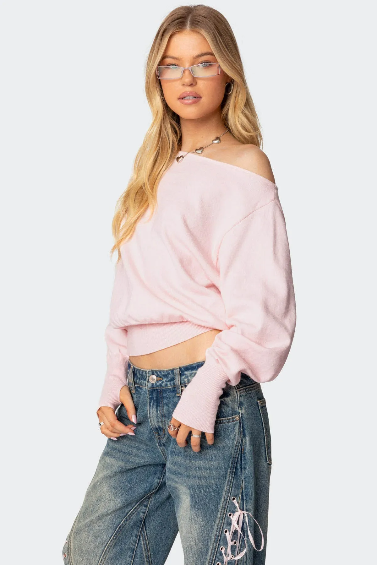 Off Shoulder Oversized Sweater sold by Edikted product image thumbnail 4