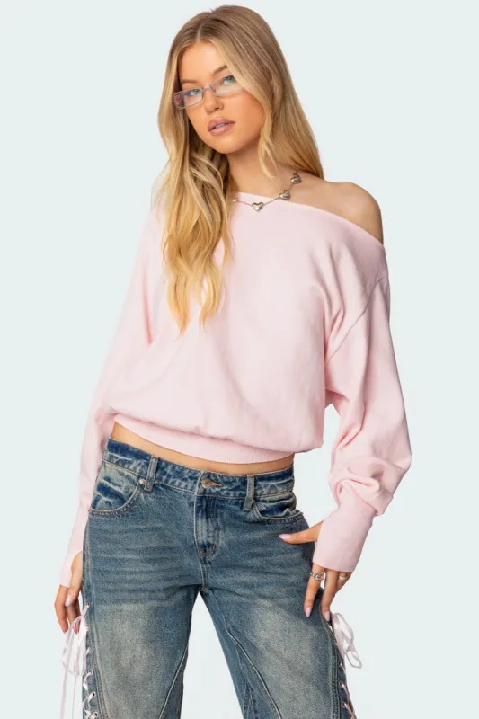 Off Shoulder Oversized Sweater sold by Edikted