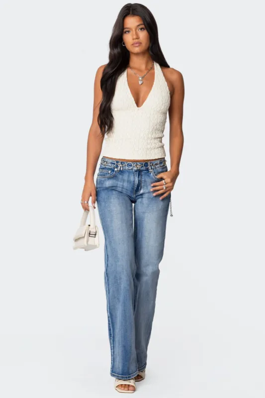 Boot Cut Washed Low Rise Jeans sold by Edikted