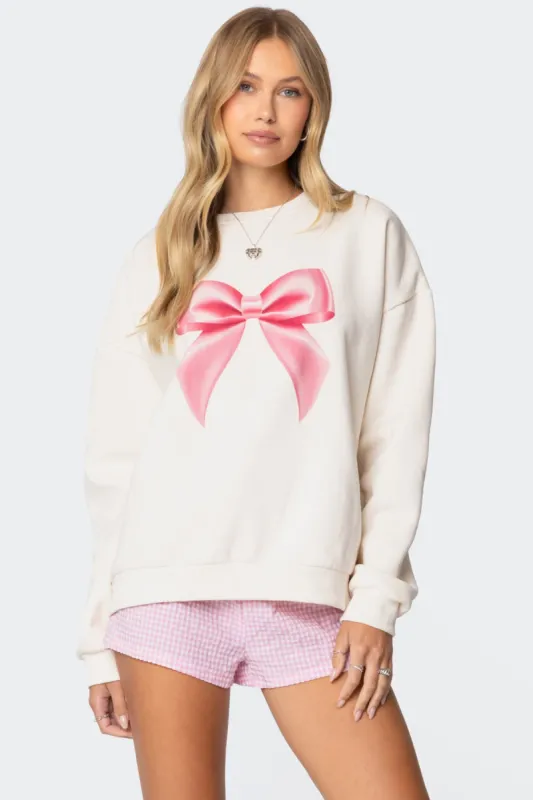 Bow Brat Printed Sweatshirt sold by Edikted