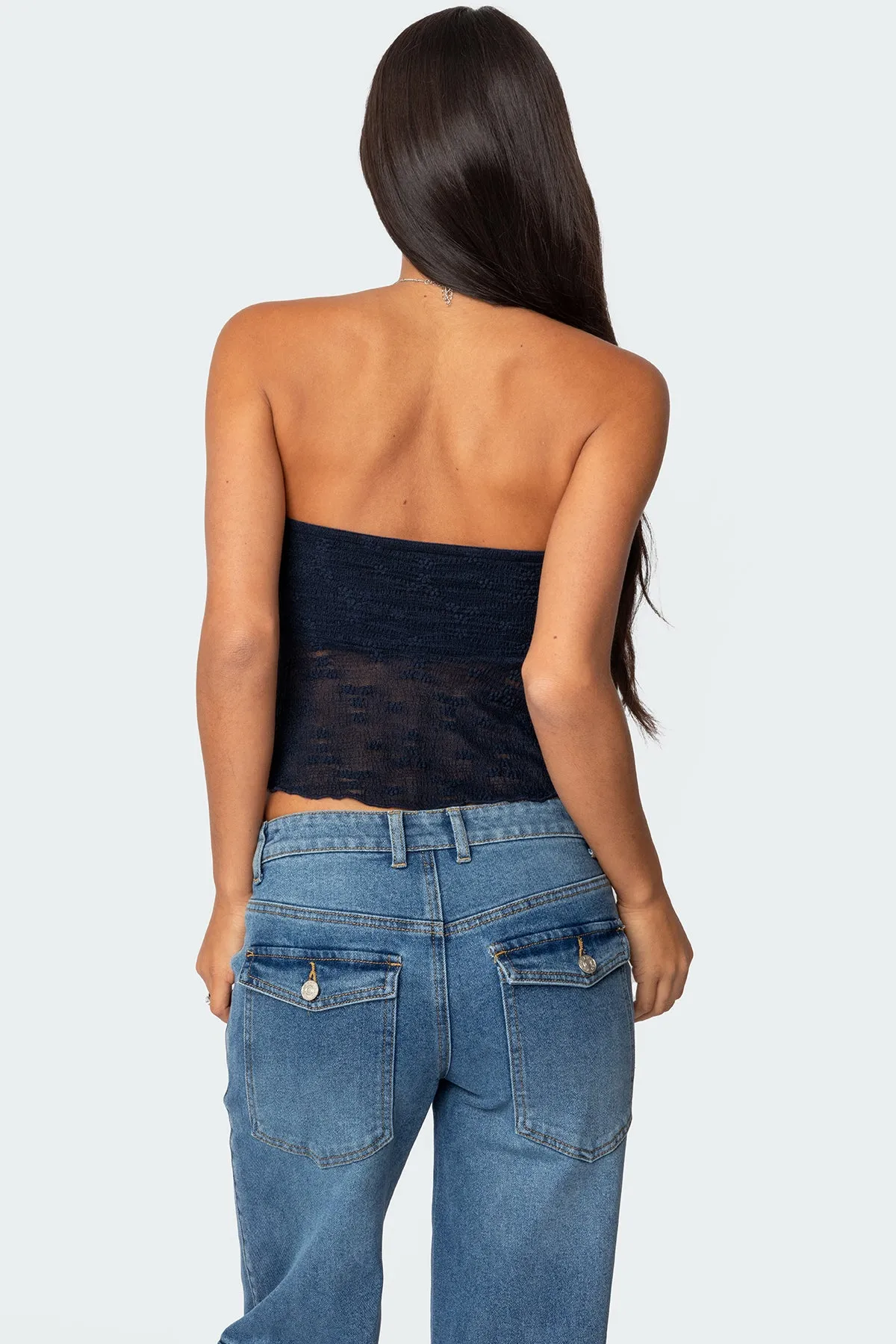 Embroidered Sheer Strapless Top sold by Edikted product image thumbnail 3