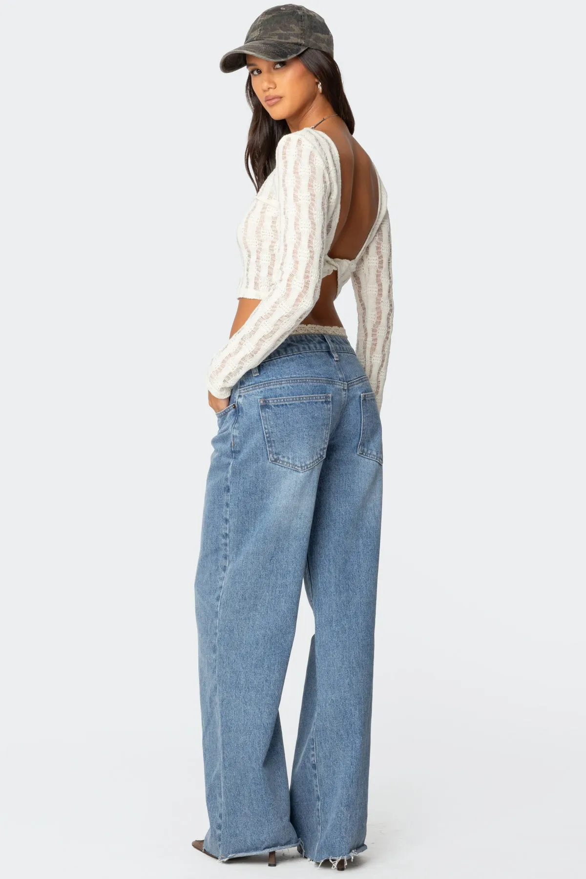Twisted Back Textured Knit Top sold by Edikted product image thumbnail 3