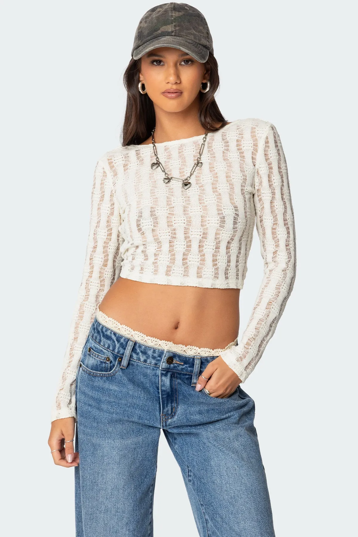 Twisted Back Textured Knit Top sold by Edikted product image thumbnail 2