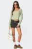 Jayde Ribbed Henley Top sold by Edikted