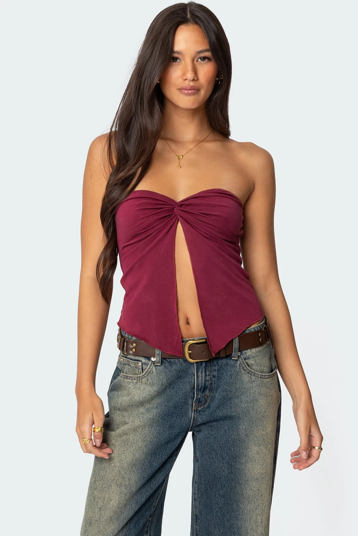 Twisted Split Front Tube Top sold by Edikted