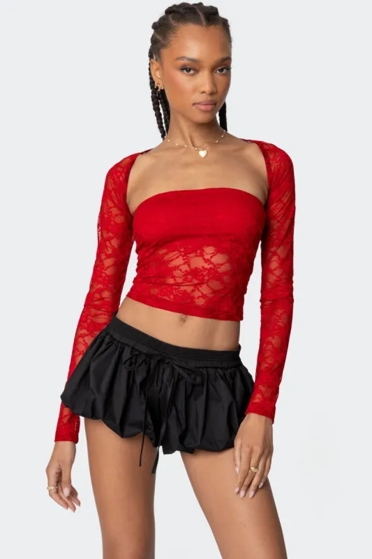 Addison Sheer Lace Two Piece Top made by Edikted