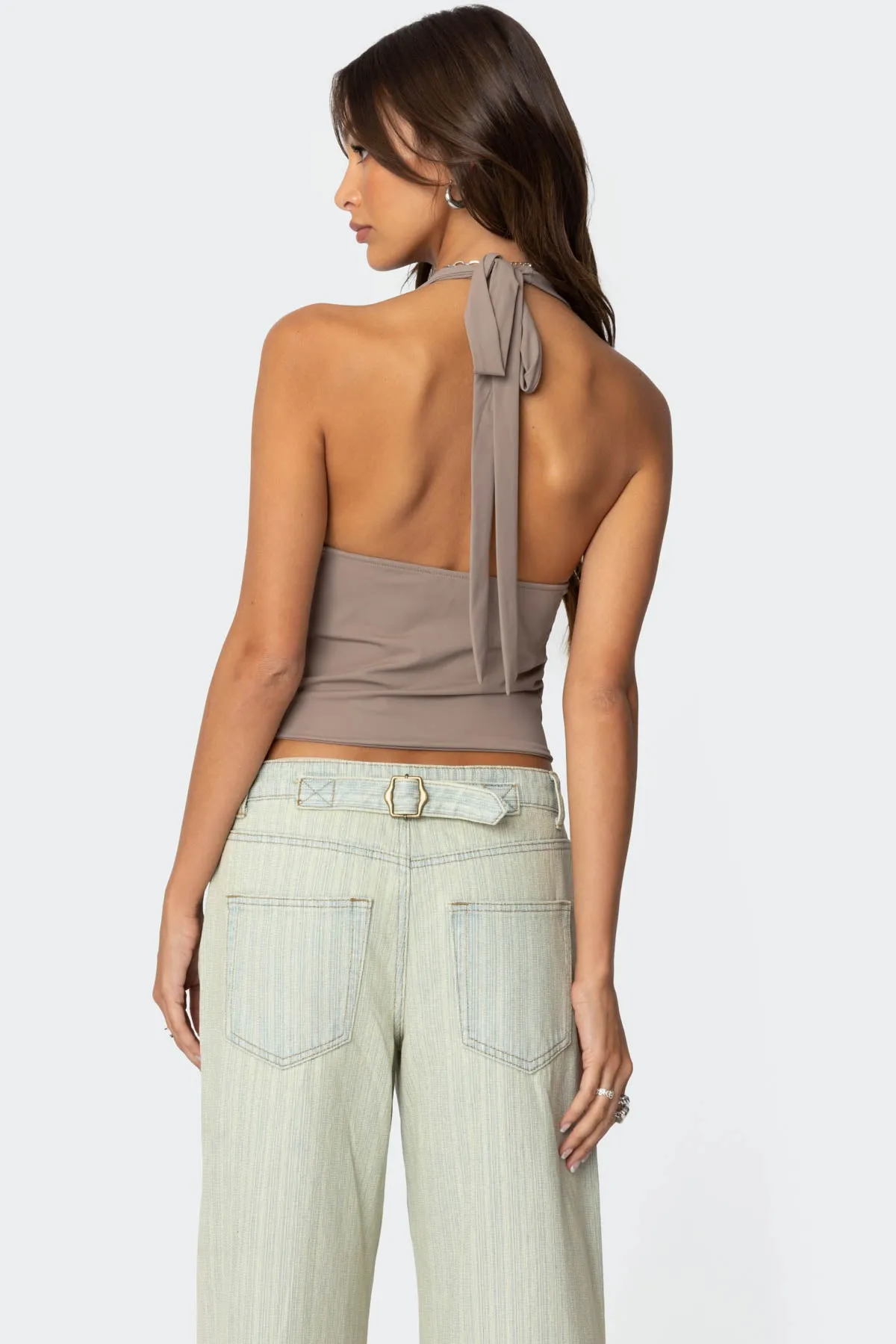 Mila Plunge Neck Halter Top sold by Edikted product image thumbnail 5