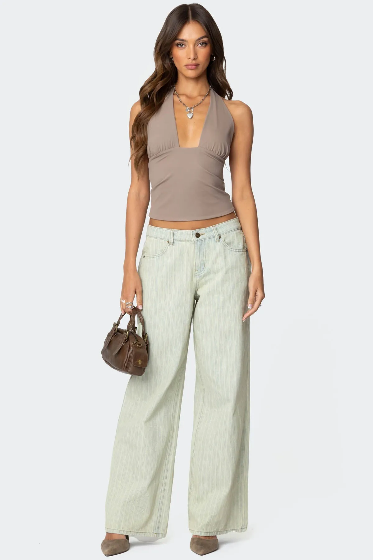 Mila Plunge Neck Halter Top sold by Edikted product image thumbnail 3
