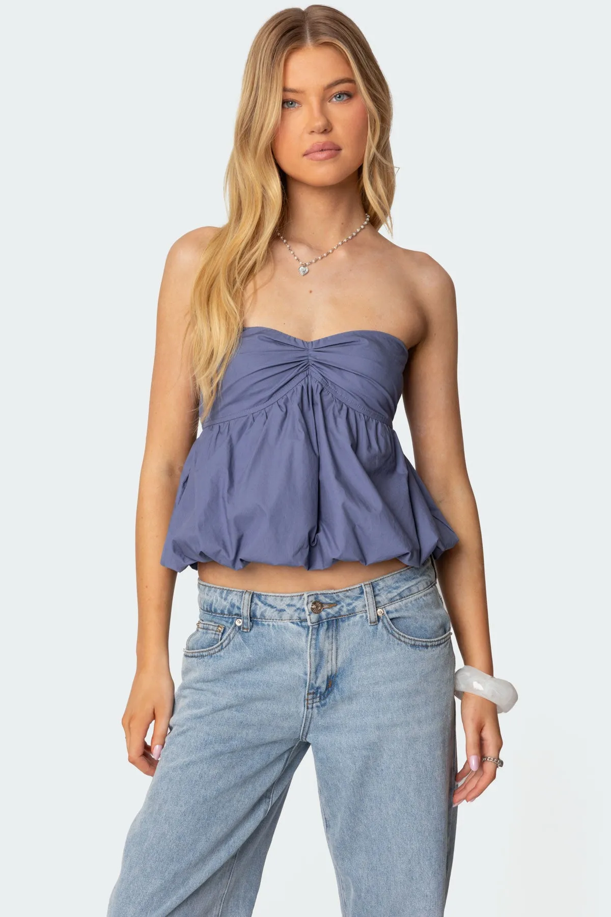 Serina Strapless Bubble Top sold by Edikted